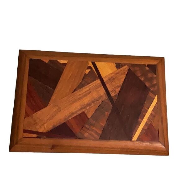 Terry Hansen Vintage Wooden Trinket Box Hinged Lined COA #34107 6x4x2